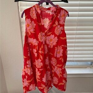 Chic Soul Red and Pink Floral Mini Dress